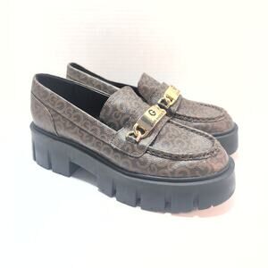 Guess GBG Los Angeles Collie Chumky Heel T Bar Loafers Faux Leather Women's 7.5